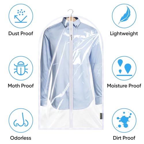 BALEINE 40'' Clear Garment Bags, 2 Packs PEVA Dress Bag for Closet Clothes Dresses Suit Coats Storage (Clear, 2PK) - color: Clear, size: 40" 2PK