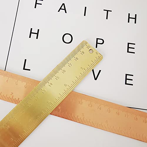 8 Inch Brass Ruler, Ideal for Carpenters, Sewers, Students, Modern Design, Solid Brass Construction