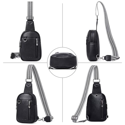 cakang Womens Sling Bag Crossbody Bags for Women Vegan Leather Sling Backpack Daypack Fanny Pack Crossbody Purse Travel - color: 5-black-mini