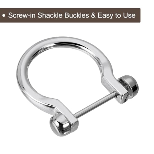 uxcell D-Rings Screw in Shackle, Zinc Alloy Horseshoe U Shape D Ring Buckles for Purse DIY Leather Craft - color: Silver, size: 0.89 Inch