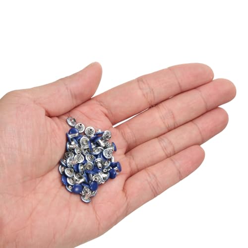 HARFINGTON 100 Sets Double Cap Leather Rivets, 6x6mm Round Cap Tubular Metal Studs Leather Crafting Rivets for Fabric Belt Pet Collar Boot Bag Repair and Decoration, Dark Blue - color: Dark Blue, size: 6x6mm