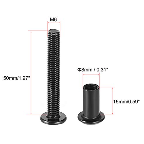 uxcell Screw Post Fit for 5/16" 8mm Hole Dia Male M6x50mm Black 10 Sets - size: 50mm