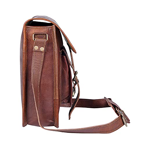 11 inch Small Crossbody Shoulder Genuine Leather iPad/Tablet Vintage Messenger Bag For 10.5 inch iPad Pro for Women & Men - style: Retro