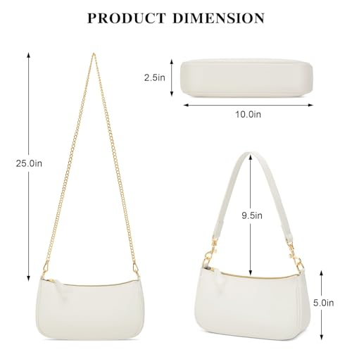 KKXIU Small Black Purse for Women, Cute Mini Shoulder Bag Zipper Closure | 2 Removable Straps, Retro Underarm Bags, Classic Crossbody Bag, Handbag for Women - color: Beige