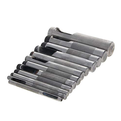 Utoolmart Round Steel Hollow Punch Set 3mm to 19mm Leather Craft Hollow Hole Punch Tools 12Pcs - size: 3-19mm