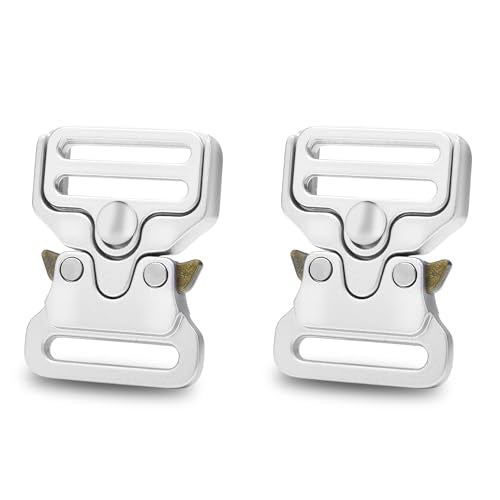 3/4 Inch Metal Tactical Duty Belt Buckle Replacement, 2 Pack Metal Buckle Clip for Dog Collar, Vest, Backpack Strap, Paracord Bracelet Accessories - Silver - color: A: 3/4" Silver 2pcs
