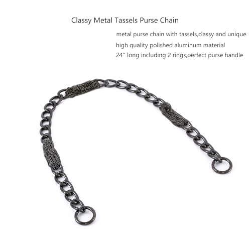 Yichain Classy Metal Tassels Bag Chains Purse Handles Shoulder Strap Replacement Charms Accessories (Black Small 24'') - color: Black Small 24''