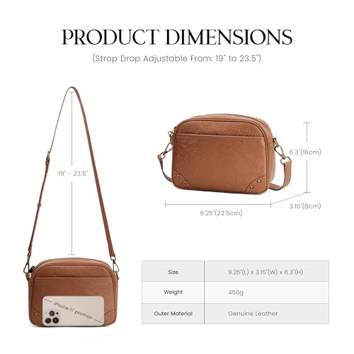 befen Anti-theft Crossbody Bag for Women Genuine Leather, Small Cross Body Shoulder Handbags with RFID Card Slots - color: Z#cognac Brown