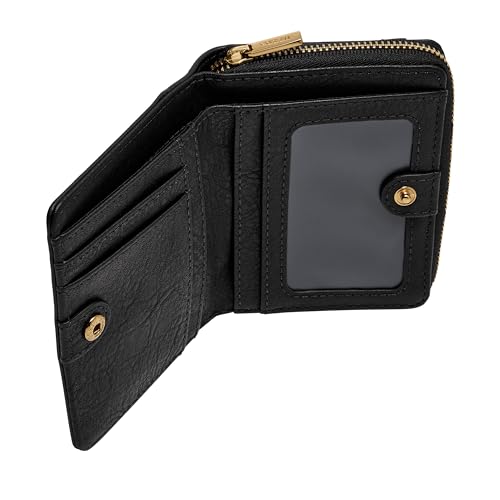 Fossil Women's Logan RFID-Blocking Leather Mini Multifunction Bifold Wallet - color: BLACK