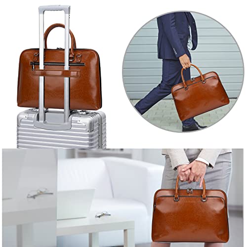 Blofinche Laptop Messenger shoulder bag: Genuine Leather work Briefcase 13.3 15.6 inch designer Satchel handbag - color: Brown, size: 13.3 inch