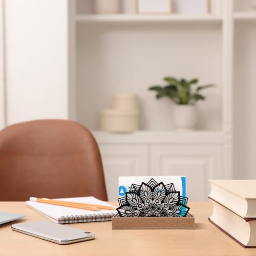 CroBlissful 2 Pcs Lotus Business Card Holders for Desk, Wood&metal Black Lotus Silhouette Business Card Display Stand for Home Office - size: Wood, style: Lotus
