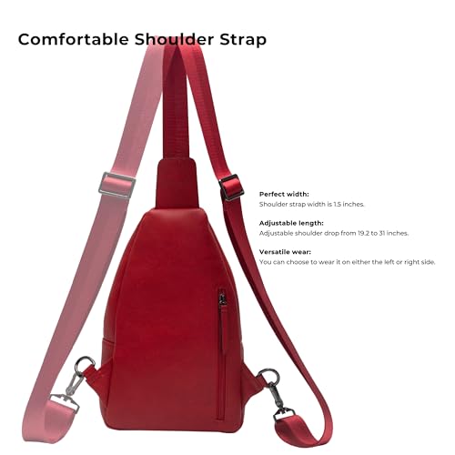 Alldaily Large Sling Bag for Women Crossbody Purse Leather Fashionable Trendy Chest Bag for Travel, Fanny Pack (Red) - color: Red