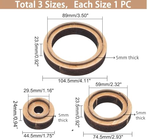 GLOBLELAND 3 PCS Leather Cutting Set - Wooden Base Dies for Leather Crafts - Circle Cutting Dies - 29.5mm, 59mm, 89mm - style: 3pcs