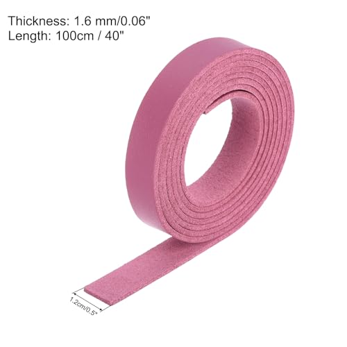 MECCANIXITY Leather Straps Strip Belt 1.2cm(0.5" Width) 100cm(40" Length) Leather Strips String Dark Pink for DIY Craft, Jewelry, Key Chains - color: Dark Pink, size: 1.2cm x 100cm