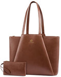 LOVEVOOK Laptop Tote for Women - 15.6 Inch Faux Leather Laptop Bag with Clutch, Large Capacity Office Purse Computer - color: Yellow & Brown, size: 15.6 inch