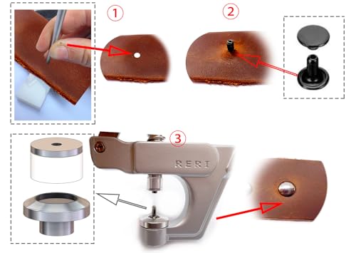 Rivets for Leather, Leather Rivet Kit and Pliers, 3 Sizes Leather Rivets and Snaps for Leather Crafts, Clothes, Shoes, Leather Boots, Bags, Decoration - color: Models