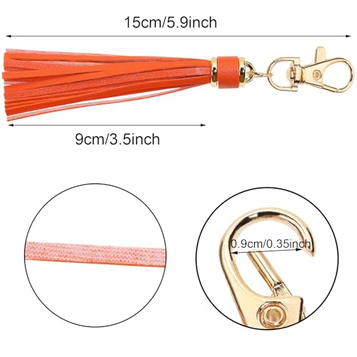 Penta Angel 2Pcs 5.9'' Large PU Leather Tassel with Lobster Swivel Keychain Pendant for Handbag Backpack Jewelry Making (Orange) - color: Orange