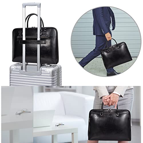 Blofinche Laptop Messenger shoulder bag: Genuine Leather work Briefcase 13.3 15.6 inch designer Satchel handbag - color: Black, size: 13.3 inch