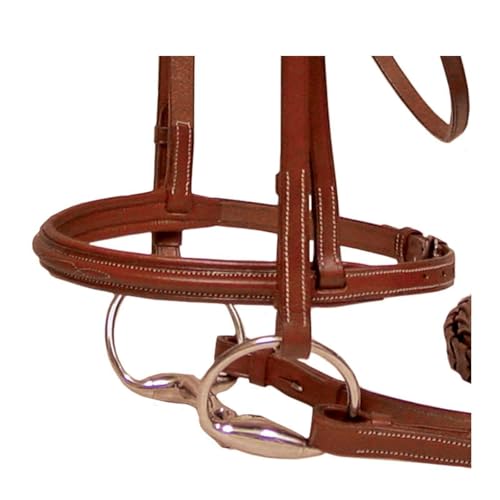 Padded Raised Fancy Stitched Leather English Schooling Bridle with Laced Reins with 1 Year Warranty - Superior Horse Comfort - color: Havana, size: Warmblood (X-Large)