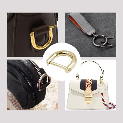 D-Rings with Closing Screw Shackle, U Shape Ring Key Holder, Horseshoe Shape Ring, Bag Hardware Accessories, DIY Leather Craft Purse Replacement (0.6 Inch/Gold), 6 PCS - color: Gold