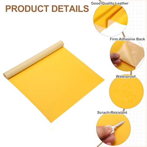 MECCANIXITY Leather Repair Patch 14"x54" Self-Adhesive Leather Vinyl Repair Tape Kit for Furniture Couches Sofa Chair Car Boat Seats Jackets, Yellow - color: Yellow