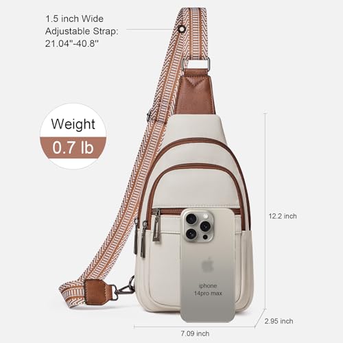 cakang Womens Sling Bag Crossbody Bags for Women Vegan Leather Sling Backpack Daypack Fanny Pack Crossbody Purse Travel - color: 0-white Brown