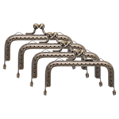 uxcell 4 Pcs Metal Purse Frame, 8.5cm/3.3" Retro Rectangle Kiss Lock Clasp Frame Embossed for Purse Making, Handled Bag, Coin Bag Clutch Bag, Frame Hardware Replacements (Bronze) - size: 3.3"