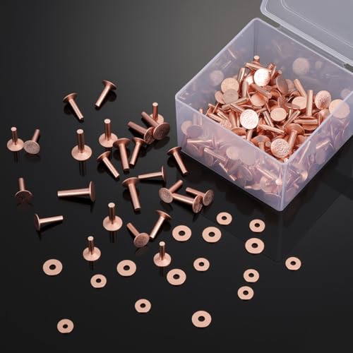 Ripeng 400 Pcs Size 9 9/16 Inch Copper Rivets and Burrs Washers Leather Fastener Kit for DIY Craft Belts Wallets Collars Handbags Shoes Leather Working Supplies - size: 9/16 Inch, Size 9