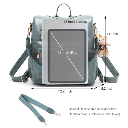 Soperwillton Women Backpack Purse Shoulder Handbags Travel Bag Set 2pcs | Soft PU Leather,Large Capacity,Many Pockets,with a Functional Wallet,with a Detachable Shoulder Strap,Multipurpose Design - color: Skyblue