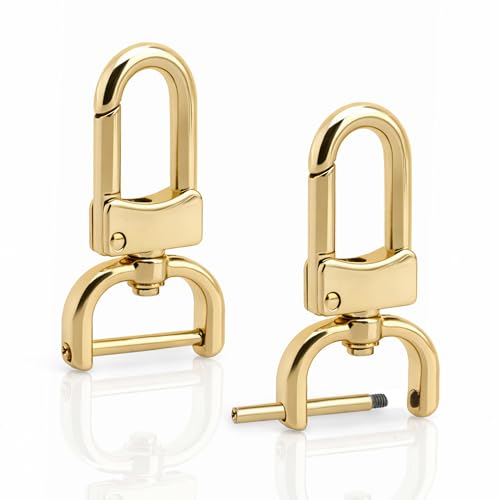 CRAFTMEMORE 2pcs Detachable Snap Hook Swivel Clasp w/Screw Bar VT99 Bag Strap Hardware Replacement (1/2 Inch, Gold) - color: Gold, size: 1/2 Inch