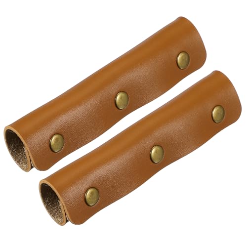 uxcell 2 Pcs Handbag Handle Cover, Leather Luggage Handle Wraps, Purse Strap Cover Luggage Grip Protector Fine Texture Bronze Buckle for Purse Tote Bag Suitcase, Amber Brown - color: Amber Brown/Bronze