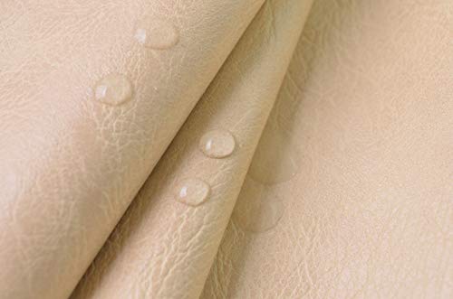 Wento Thick 3 Yard Faux Leather Fabric Soft Skin Grain PU Leather Fabric for Furniture Cover Reupholster Sofa Chairs Cushions Vinyl Upholstery (3 Yards, Beige) - color: Beige, size: 3 Yards (54" x 108")