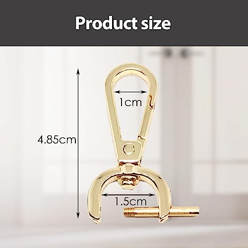 2Pcs Snap Hook Swivel Clasp Set - 1/2 Inch Detachable Carabiner Hooks with Screwdriver - D Ring Keychain Clips - Bag Strap Hardware for Purses, Crossbody Bags, Key Fobs, Pet Collars - color: gold, size: 1/2 inch