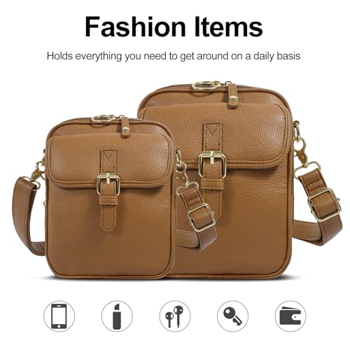 Vintage Messenger Bag,Womens Large Capacity Crossbody Leather Bags,Mini Shoulder Sling Pouch with Card Slots(6.1x3x8 inch) - color: Brown, size: 6.1x3x8inch