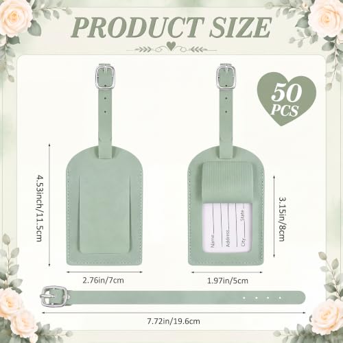 Hillban 50Pcs Leather Luggage Tags for Suitcase,Wedding Favors - color: Light Green