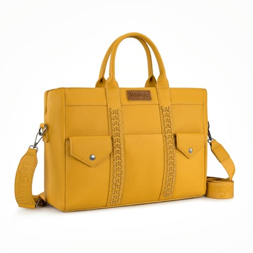 Wrangler Work Tote Bag for Men and Women Business Teacher Bag Large Capacity Briefcase Handbag with Adjustable Strap - color: Yellow