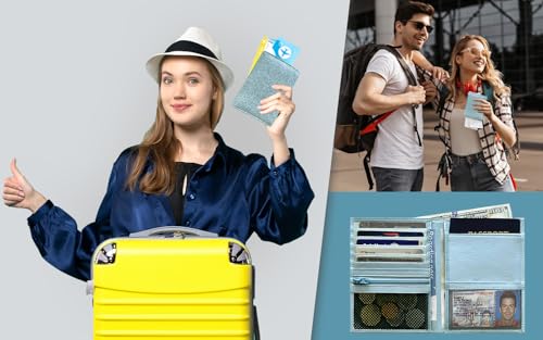 Chambray RFID Genuine Leather Passport Wallet - color: Chambray
