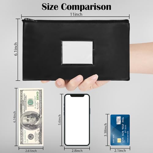 10 Pieces Money Bags with Zipper,DIY Labels,Money Pouch 11x6.1 inch | Soft PU Bank Deposit Bags, Waterproof Money Coin Pouch Purse, Cosmetics, School Gifts,Invoice, Bills, Tools, Receipt Holder