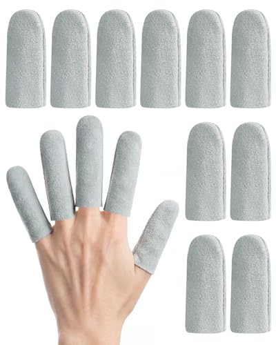 EORTA 10 Pack Leather Finger Cots, Soft Suede Non-Slip Finger Protectors for Needle Felting, Sewing, Electronics Repair, Knitting, Needlework, Embroidery & Crafts, Grey - color: Grey