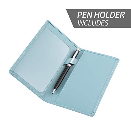 Leather Checkbook Cover for Men Women RFID Blocking by GNEGNI - color: Airy Blue