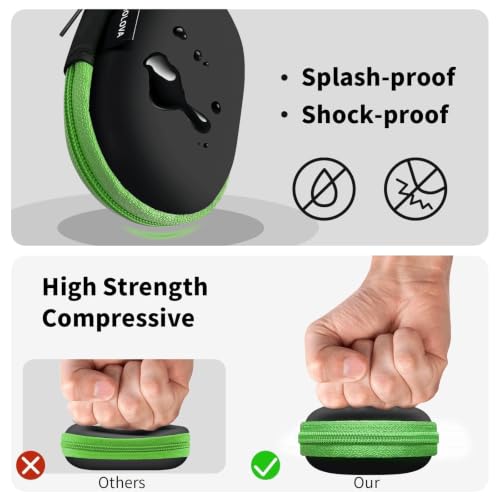 1 Pack Oval Earbud Case Storage Bag with Carabiner, Green | Portable EVA Carrying Case, For Wired/Wireless Headphones, SD Card Storage, Camera Chip - color: D3-oval green