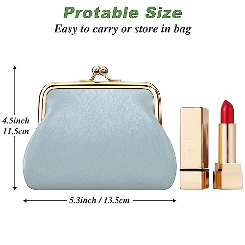 Coin Purse, Small PU Leather Change Purse, Coin Wallet with Clasp | Womens Leather Mini Wallet ID Credit Cards Cash Coin Holder Case Organizer Puse with Clasp - color: Blue