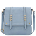 ALYSSA Double Compartment Large Flapover Crossbody Bag - color: Light Blue