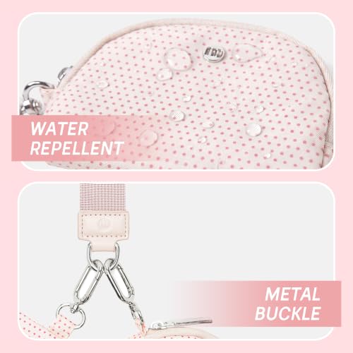 Mum's Memory Mini Zip Around Wristlet Wallets for Women -KeyChain Wallet with Detachable Dual Pouch Wristlet -Key Chain Coin Purse Small Wallets - color: Pink polka dots