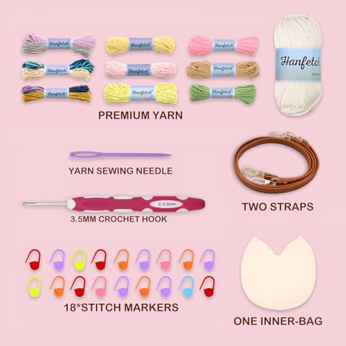 Hanfetch Crochet Kit for Advanced or Intermediate Beginner, Step by Step Video Tutorial and Detailed Guide Instruction DIY Craft Supplies for Adult and Kid with Complete Kit for Granny Square Tote Bag - color: Green