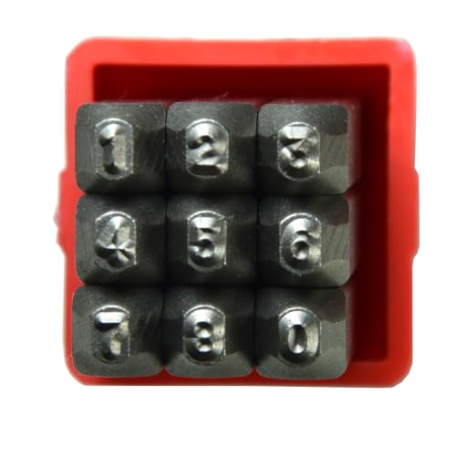 9pcs Heavy Duty Steel Stamp Uppercase Reverse Numbers 5/64 2mm Hand Stamping Character Mark Code Alphabet Punch Kit for Metal Sheet Plate Leather - size: 2mm Number Reverse Punch