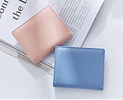 Women Wallets Small Bifold Leather Pocket Wallet Ladies Mini Short Purse - color: Dark Pink