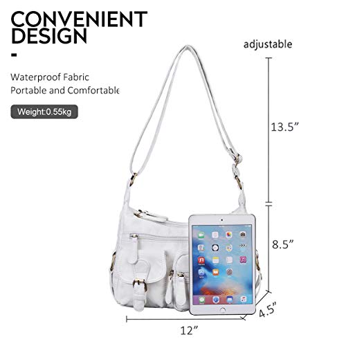 Angel Barcelo Cross body Shoulder Bag Women Soft PU Leather Purses and Handbags - color: White