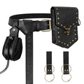 Renaissance Belt Pouch Medieval Pirate Costume Accessories Set for Cosplay | Viking Faux Leather Waist Bag, Skirt Hike Clips, Perfect for Women and Men Ren Faire, LARP, Fantasy, Halloween - color: Black-B