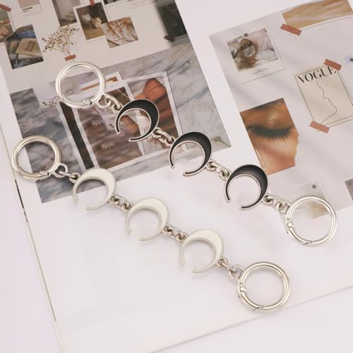 Anbys Silver Purse Extender Chain Bag Extender Chain Purse Strap Extender Bag Chain Charms(Moon White/Black) - color: Silver Moon(Black/White)